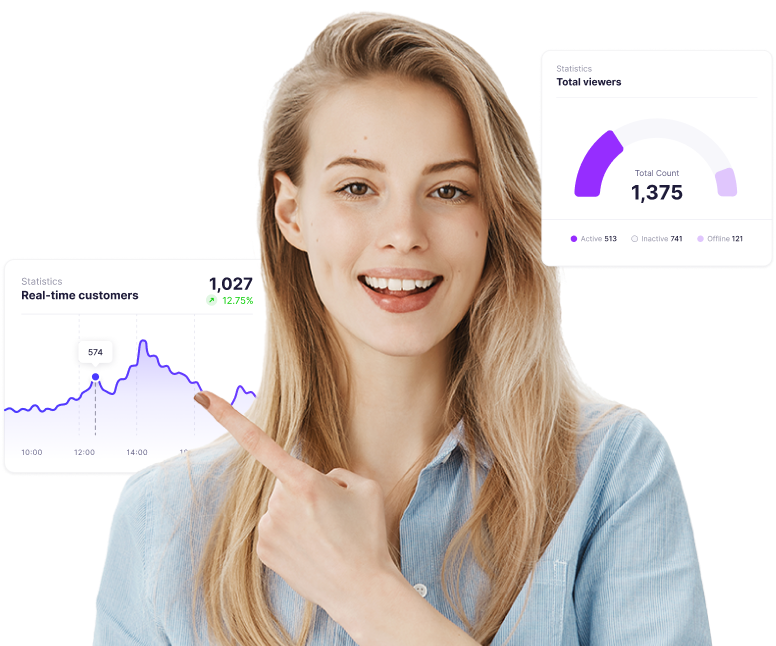 Smiling woman pointing